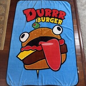 Jay Franco Fortnite Blue‎ Durrr Burger Throw Blanket 43x60"